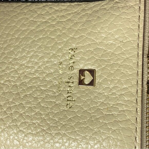 Kate‎ Spade Southport Avenue Jenny Pebble Leather Handbag Cream Black Gold Bag - Picture 8 of 12